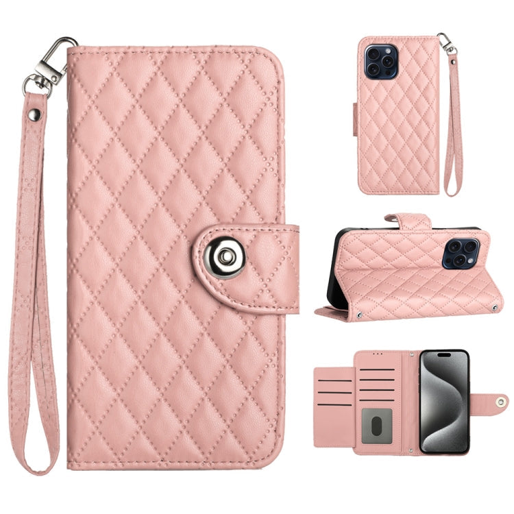 Rhombic Texture Flip Leather Phone Case with Lanyard, Series 1