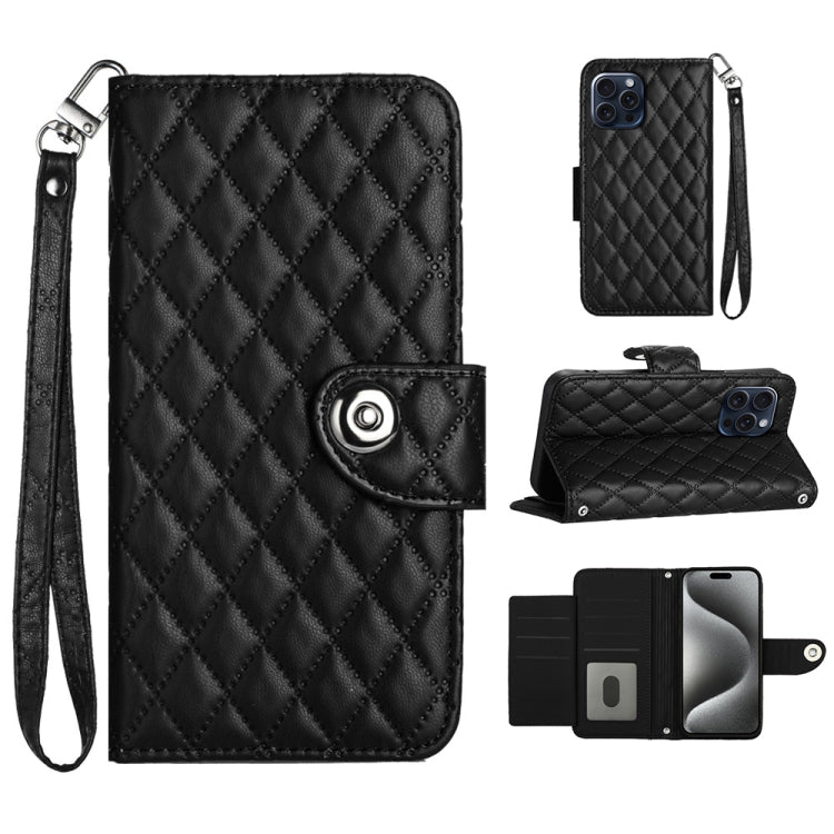 Rhombic Texture Flip Leather Phone Case with Lanyard, Series 5