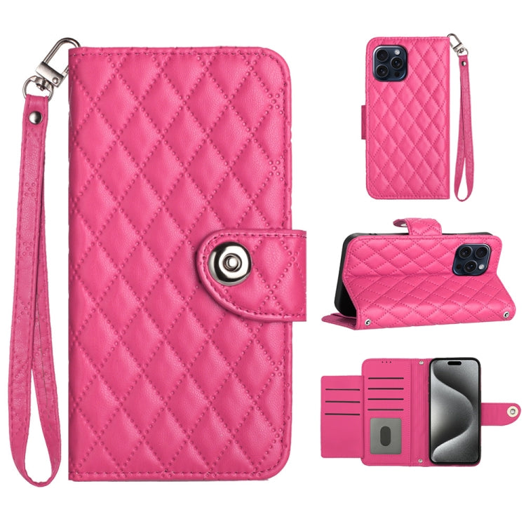 Rhombic Texture Flip Leather Phone Case with Lanyard, Series 5