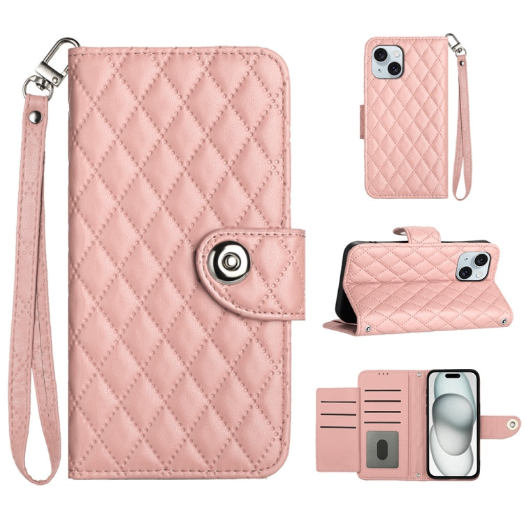 Rhombic Texture Flip Leather Phone Case with Lanyard, Series 5