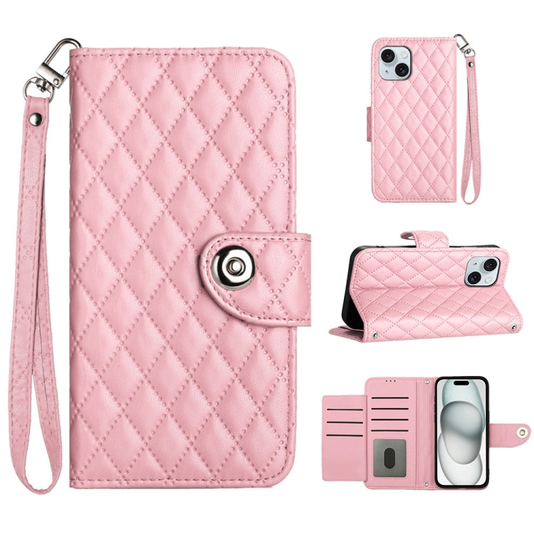 Rhombic Texture Flip Leather Phone Case with Lanyard, Series 5