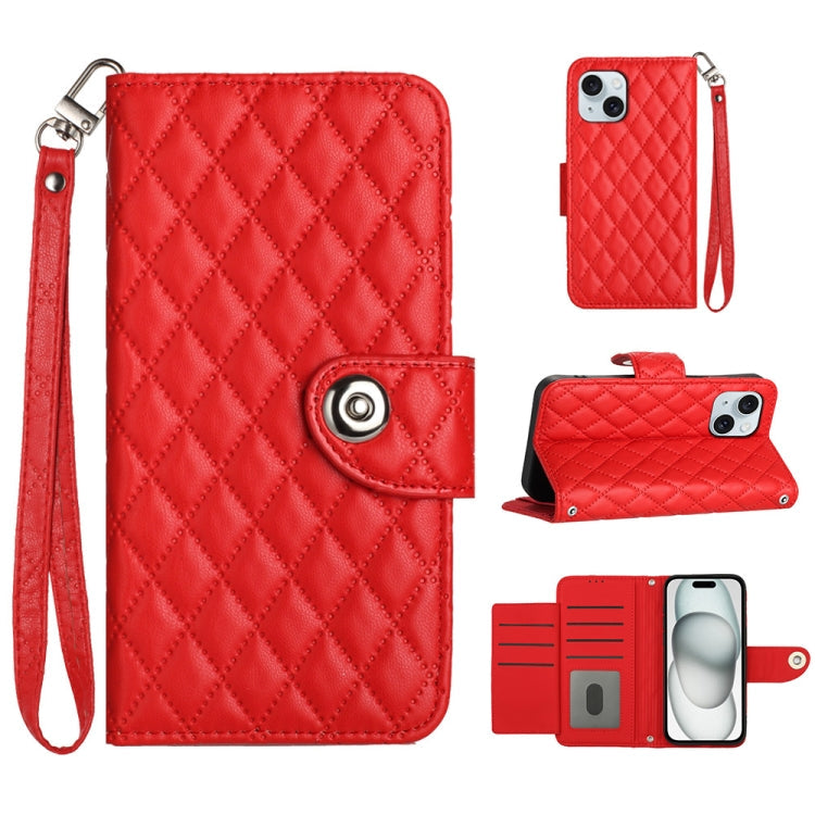 Rhombic Texture Flip Leather Phone Case with Lanyard, Series 4