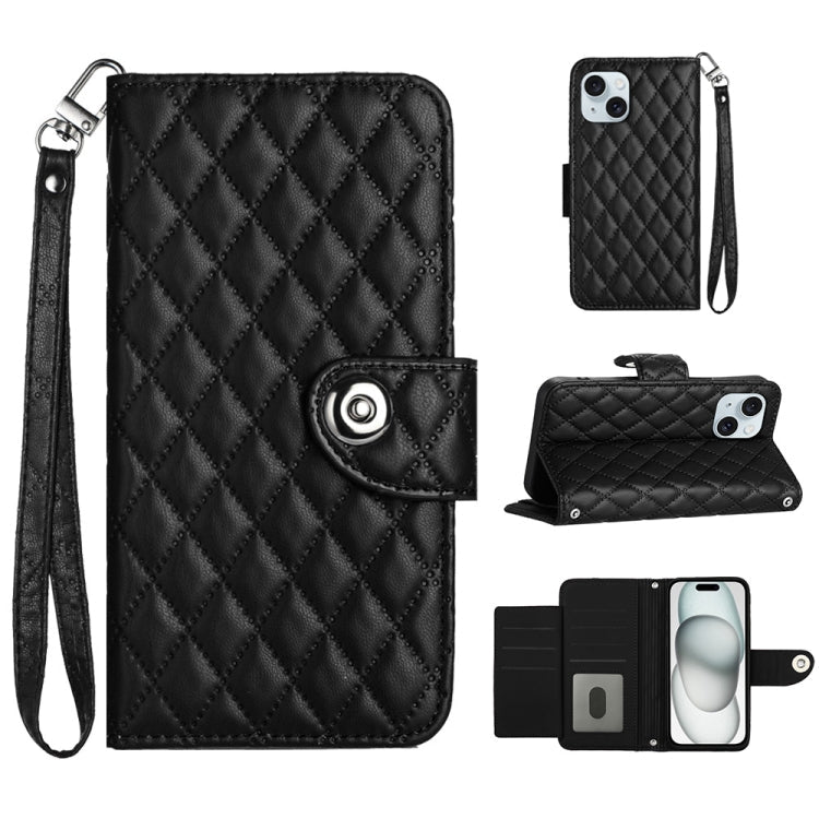 Rhombic Texture Flip Leather Phone Case with Lanyard, Series 4