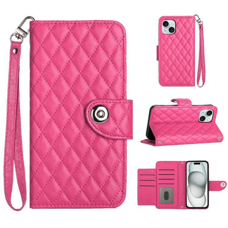 Rhombic Texture Flip Leather Phone Case with Lanyard, Series 4