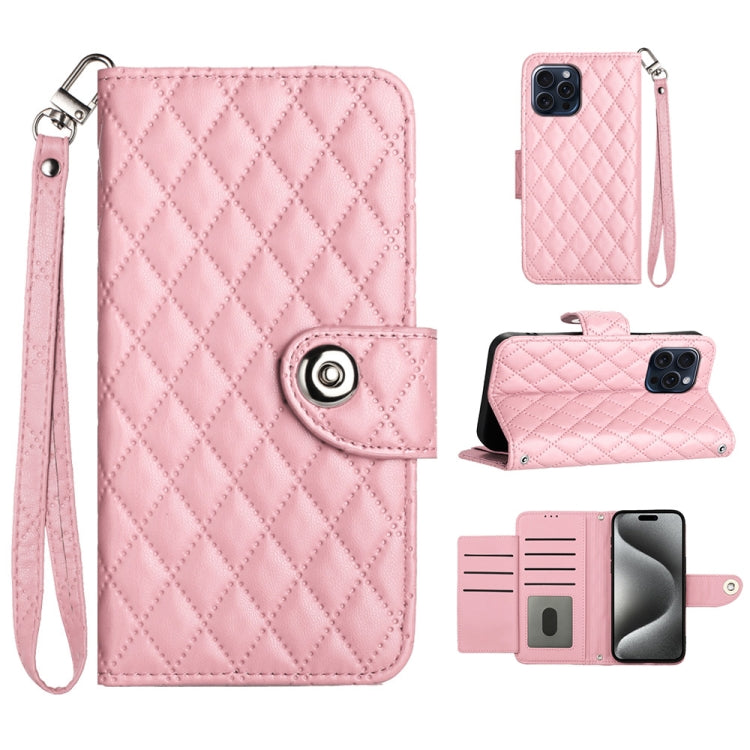 Rhombic Texture Flip Leather Phone Case with Lanyard, Series 5