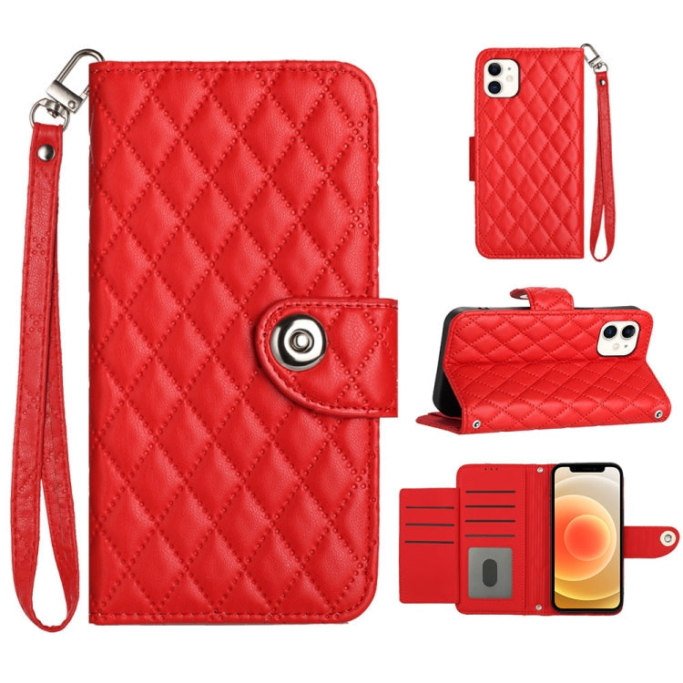 Rhombic Texture Flip Leather Phone Case with Lanyard, Series 4