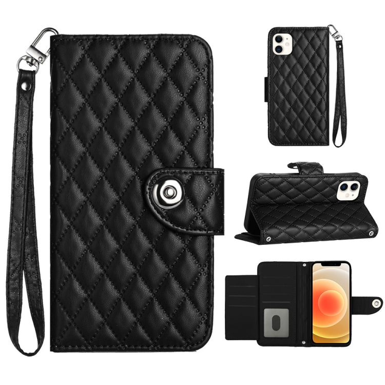 Rhombic Texture Flip Leather Phone Case with Lanyard, Series 4