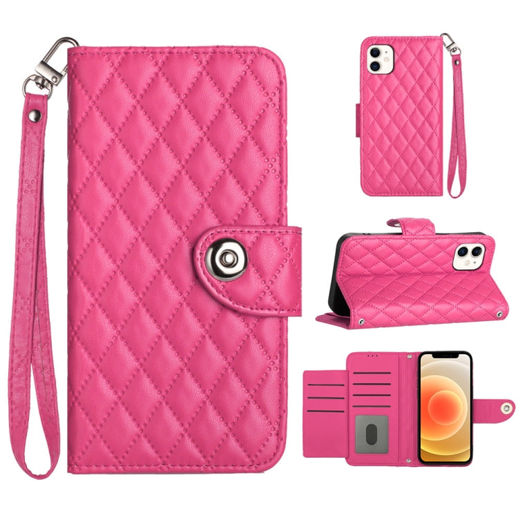 Rhombic Texture Flip Leather Phone Case with Lanyard, Series 4