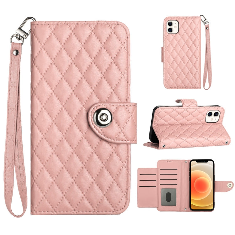 Rhombic Texture Flip Leather Phone Case with Lanyard, Series 4