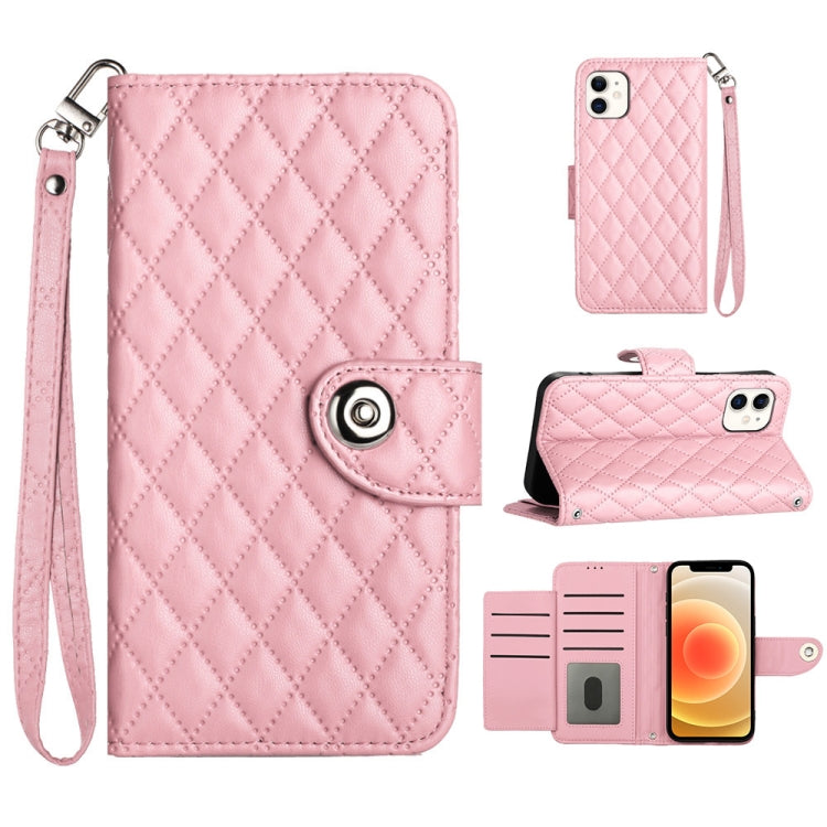 Rhombic Texture Flip Leather Phone Case with Lanyard, Series 4