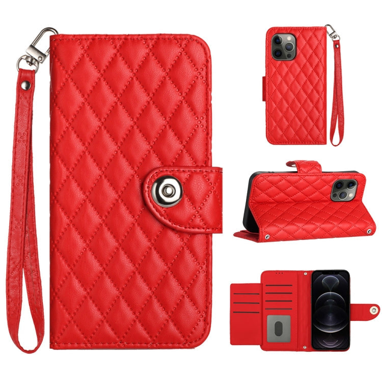 Rhombic Texture Flip Leather Phone Case with Lanyard, Series 3