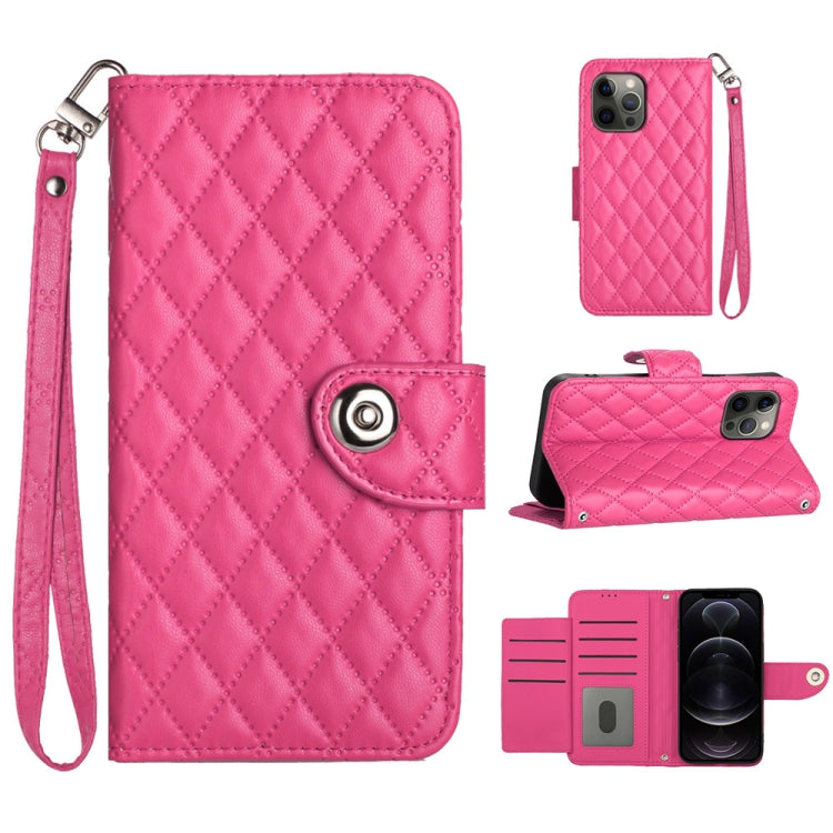 Rhombic Texture Flip Leather Phone Case with Lanyard, Series 3