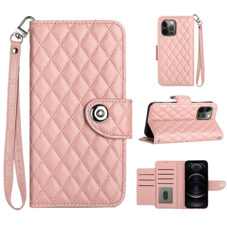 Rhombic Texture Flip Leather Phone Case with Lanyard, Series 3