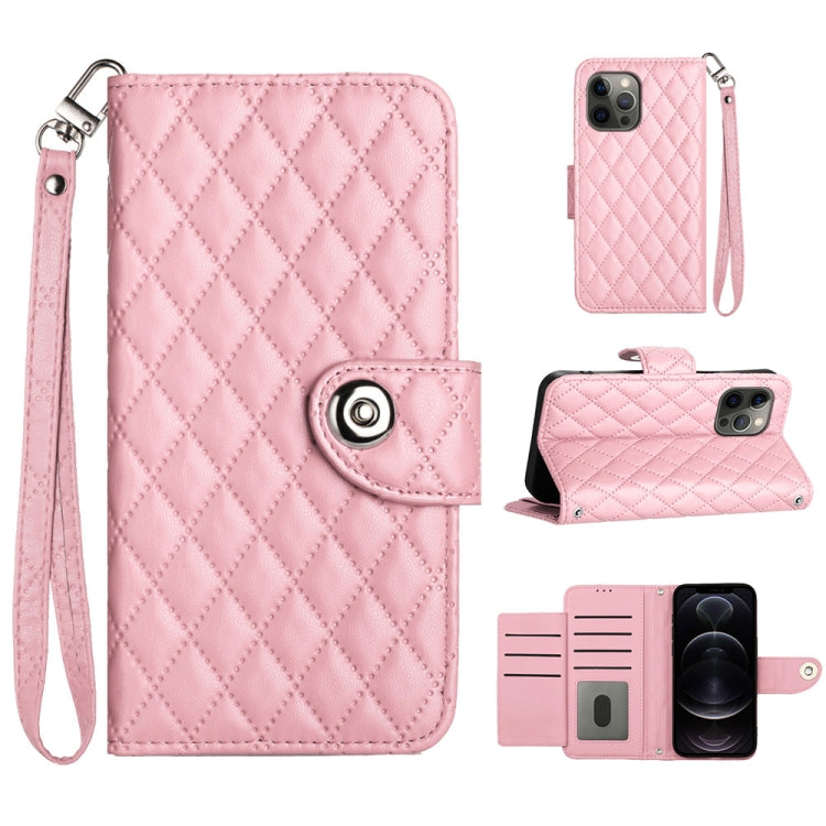 Rhombic Texture Flip Leather Phone Case with Lanyard, Series 3