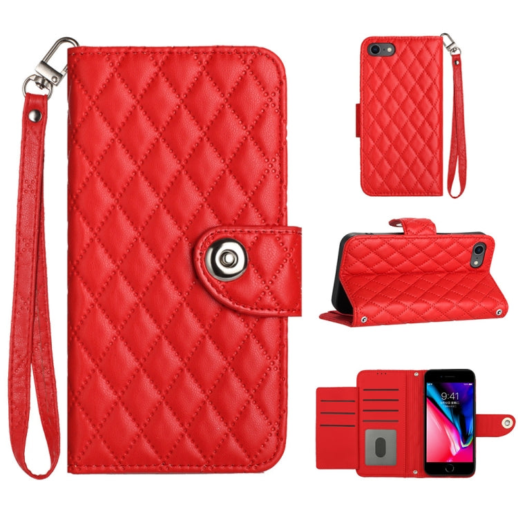 Rhombic Texture Flip Leather Phone Case with Lanyard, Series 2