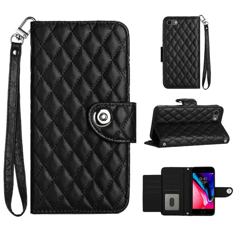 Rhombic Texture Flip Leather Phone Case with Lanyard, Series 2