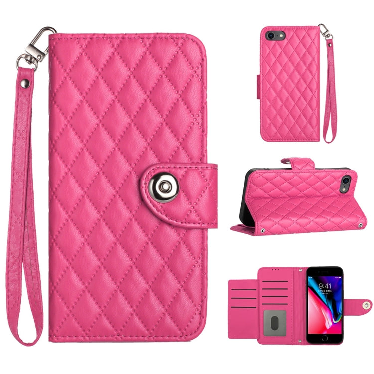 Rhombic Texture Flip Leather Phone Case with Lanyard, Series 2