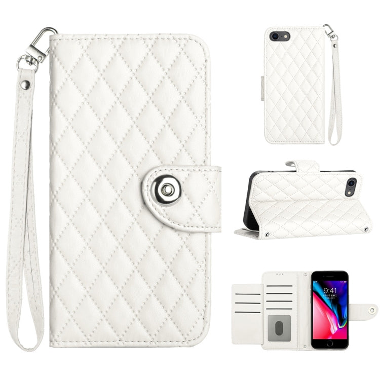 Rhombic Texture Flip Leather Phone Case with Lanyard, Series 2