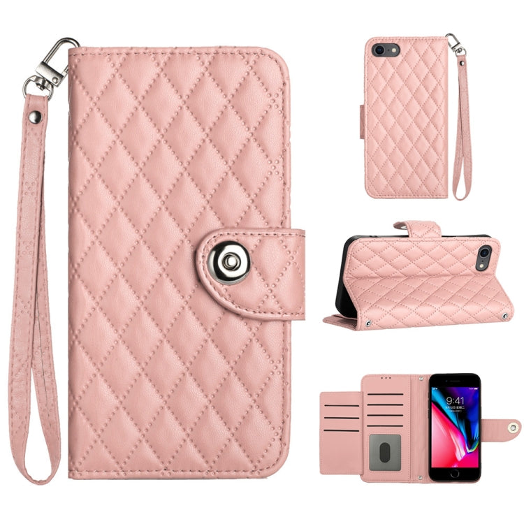 Rhombic Texture Flip Leather Phone Case with Lanyard, Series 2