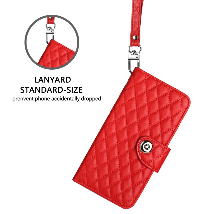 Rhombic Texture Flip Leather Phone Case with Lanyard, Series 4