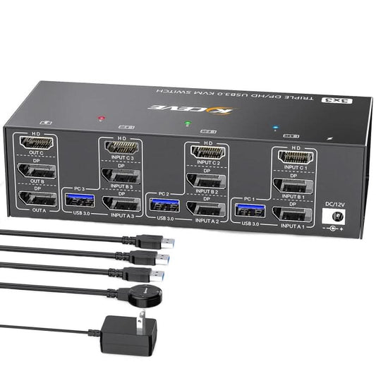 KC-KVM303DH 8K 60Hz USB3.0 DP+DP+HDMI Triple Monitors KVM Switch My Store