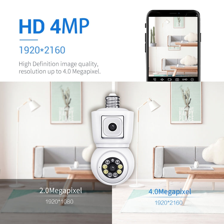 ESCAM QF202 E27 2x2MP Dual Lens Motion Detection Waterproof WiFi IP Two Way Audio Night Vision Camera