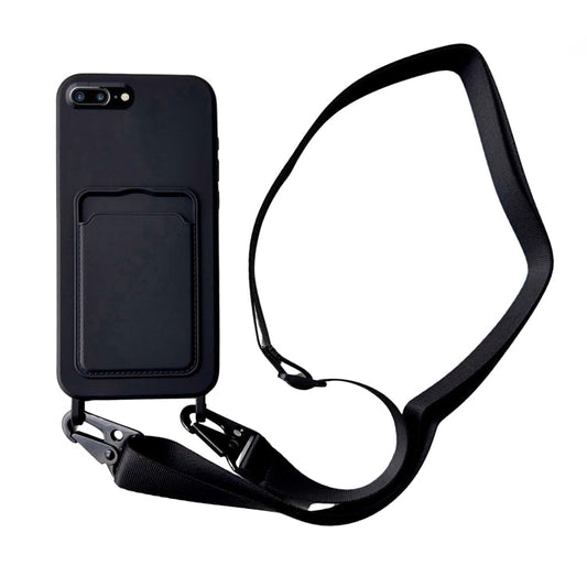 Card Slot Liquid Silicone Phone Case with Lanyard, Series 5