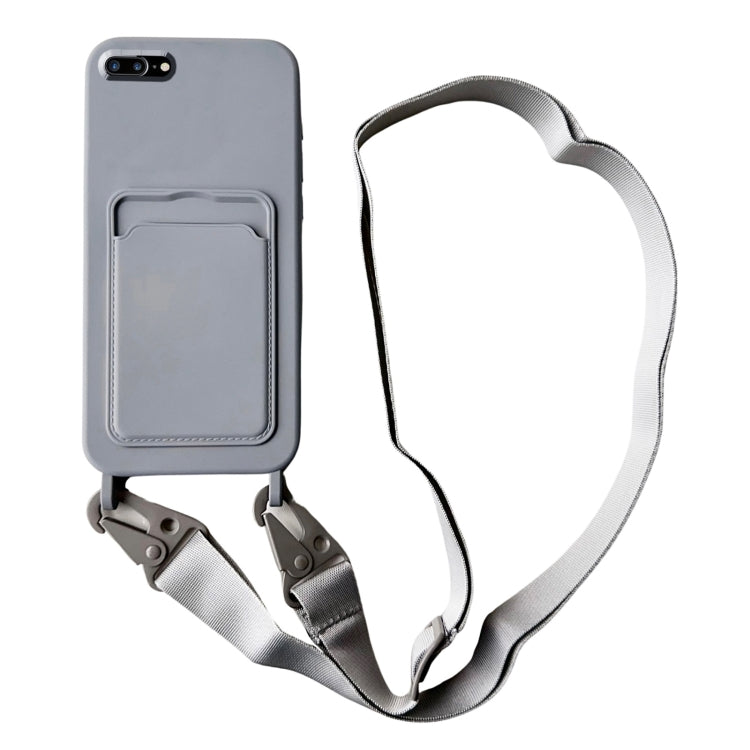 Card Slot Liquid Silicone Phone Case with Lanyard, Series 5