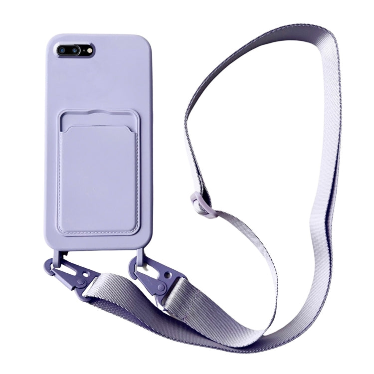 Card Slot Liquid Silicone Phone Case with Lanyard, Series 5