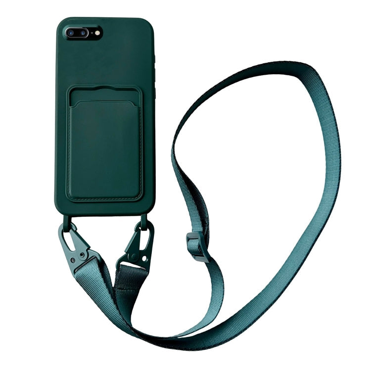 Card Slot Liquid Silicone Phone Case with Lanyard, Series 5