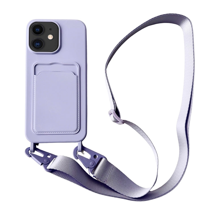 Card Slot Liquid Silicone Phone Case with Lanyard, Series 2