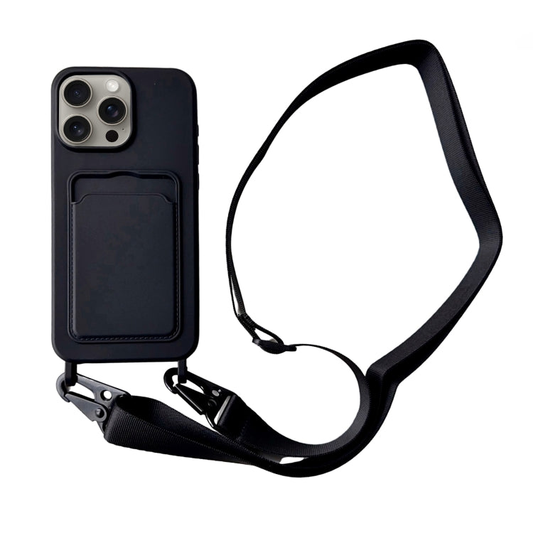 Card Slot Liquid Silicone Phone Case with Lanyard, Series 19