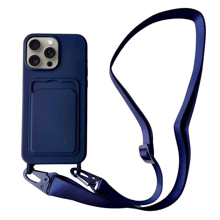 Card Slot Liquid Silicone Phone Case with Lanyard, Series 19