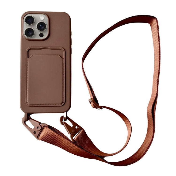 Card Slot Liquid Silicone Phone Case with Lanyard, Series 19