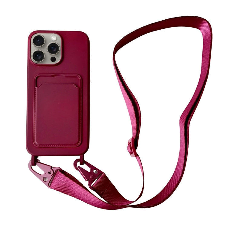 Card Slot Liquid Silicone Phone Case with Lanyard, Series 19