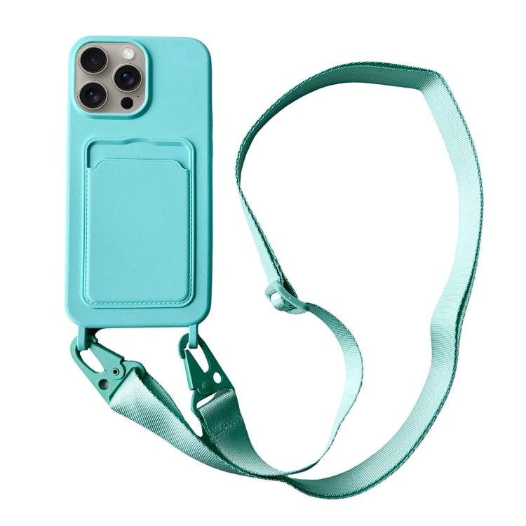 Card Slot Liquid Silicone Phone Case with Lanyard, Series 19