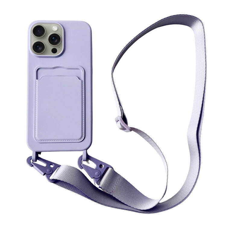 Card Slot Liquid Silicone Phone Case with Lanyard, Series 19