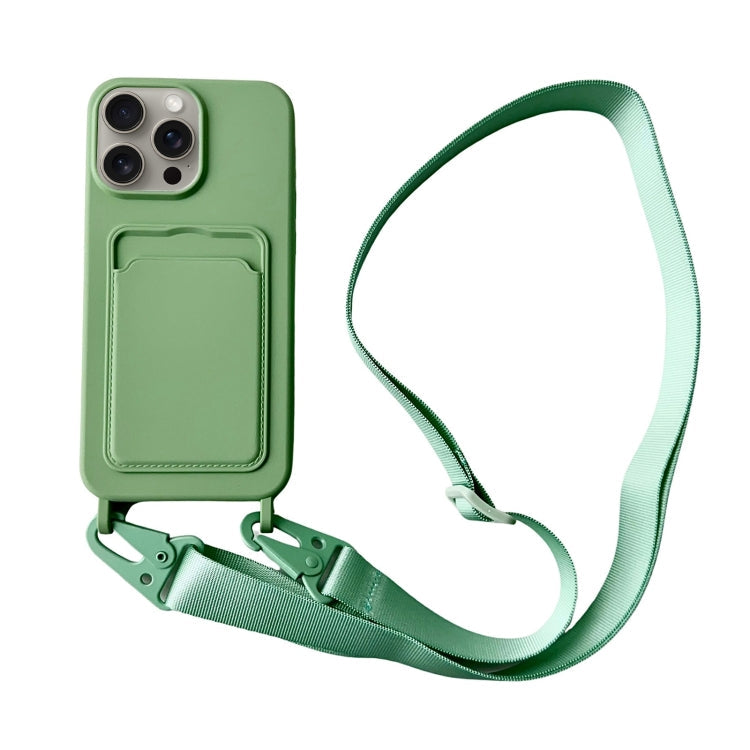 Card Slot Liquid Silicone Phone Case with Lanyard, Series 19