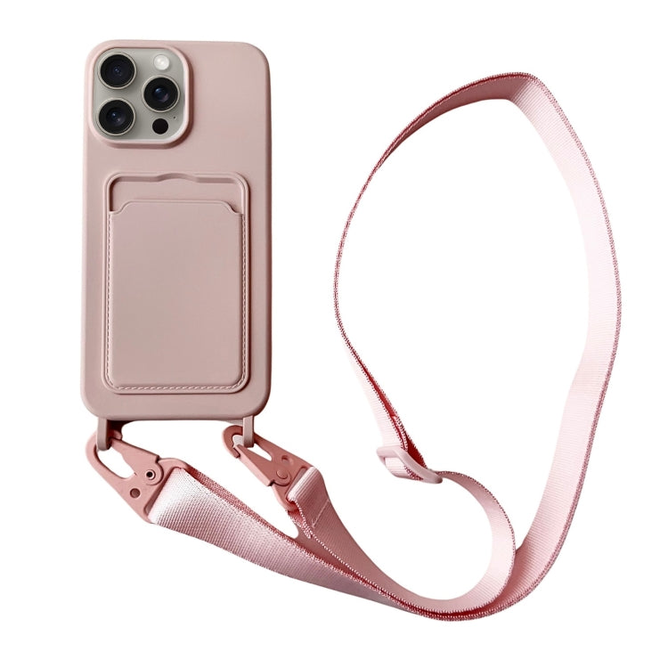 Card Slot Liquid Silicone Phone Case with Lanyard, Series 19