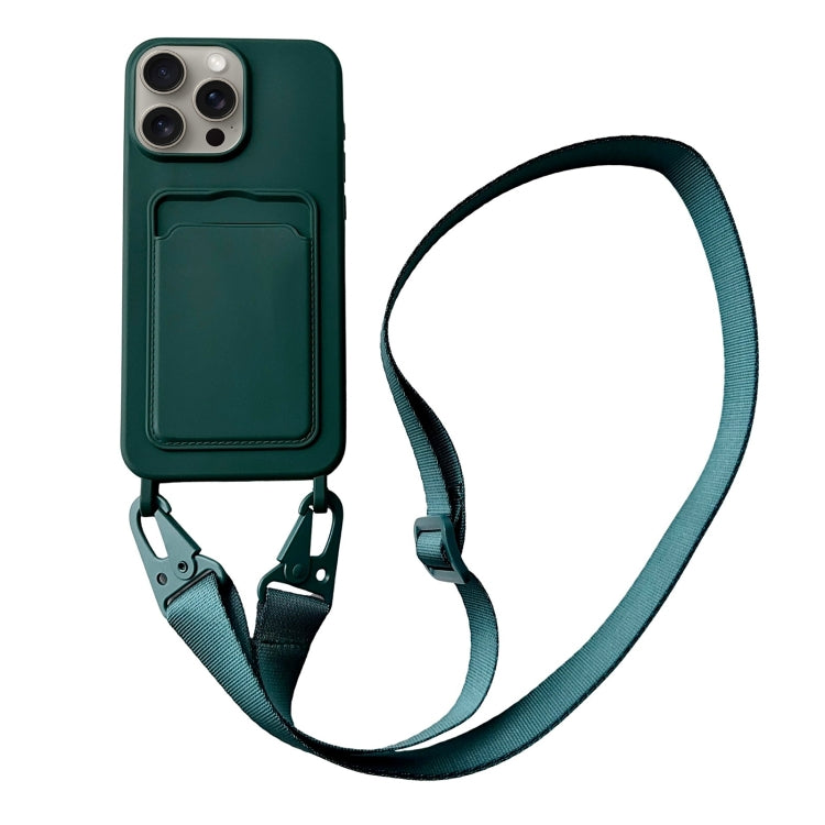 Card Slot Liquid Silicone Phone Case with Lanyard, Series 19