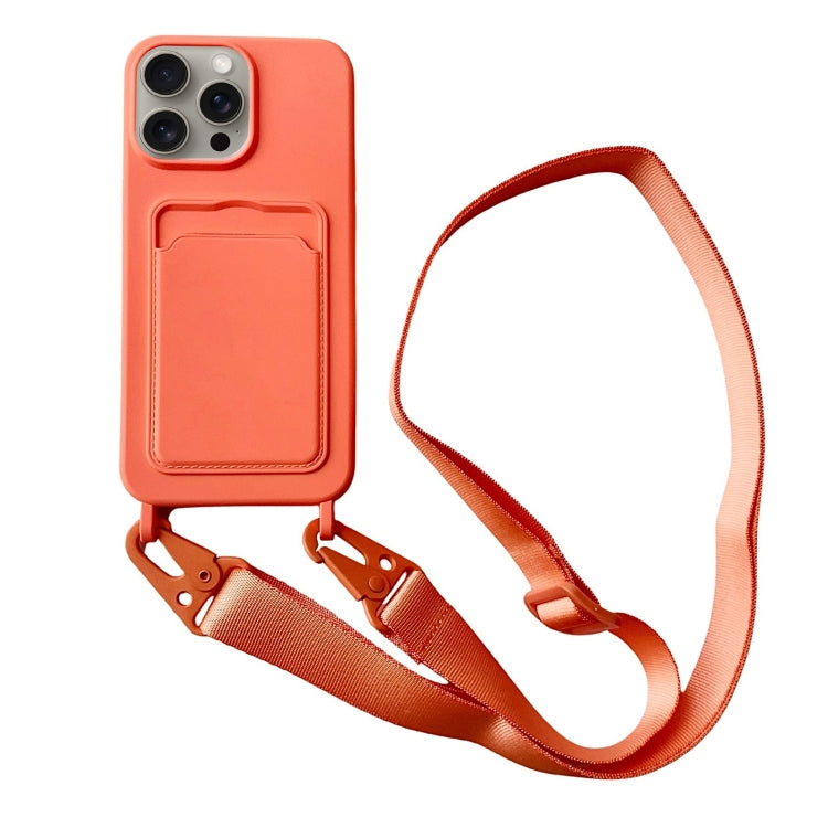 Card Slot Liquid Silicone Phone Case with Lanyard, Series 19