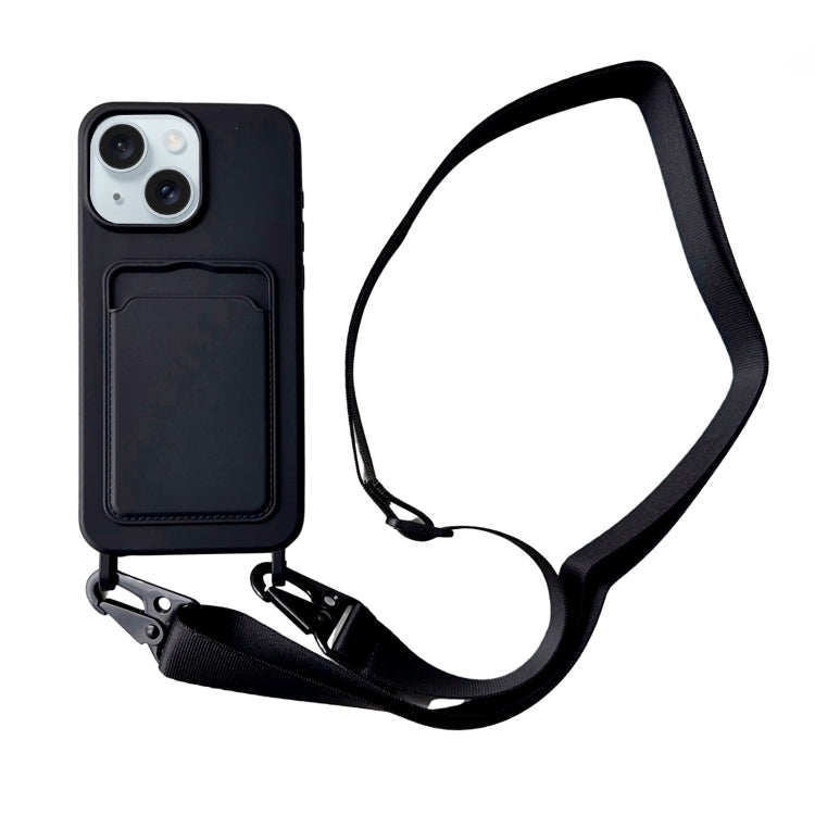 Card Slot Liquid Silicone Phone Case with Lanyard, Series 23