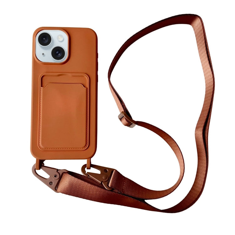 Card Slot Liquid Silicone Phone Case with Lanyard, Series 23