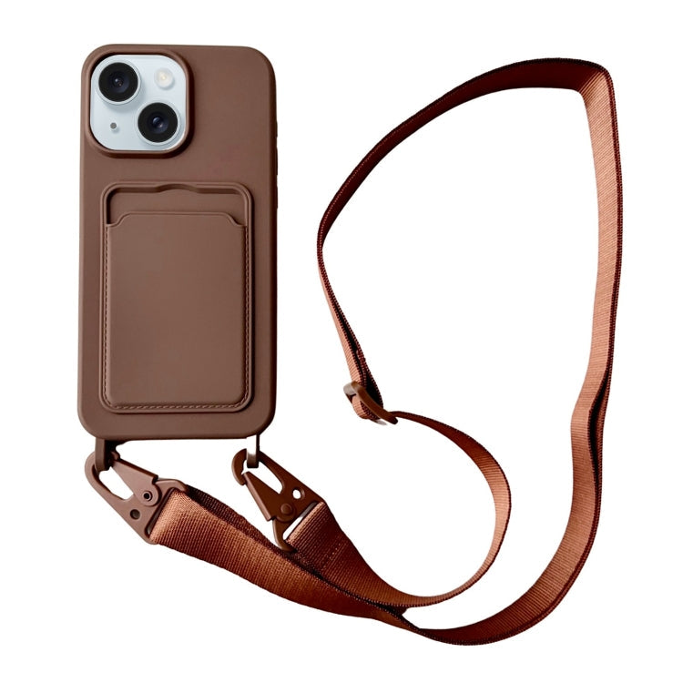 Card Slot Liquid Silicone Phone Case with Lanyard, Series 23