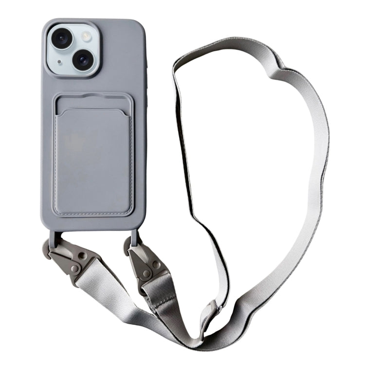 Card Slot Liquid Silicone Phone Case with Lanyard, Series 23