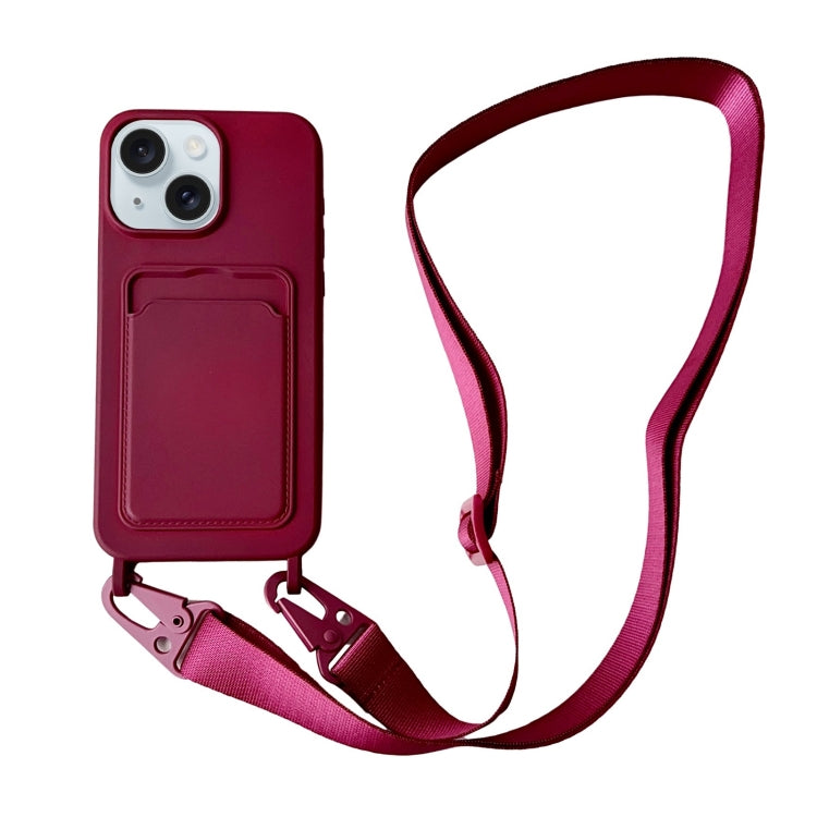 Card Slot Liquid Silicone Phone Case with Lanyard, Series 23