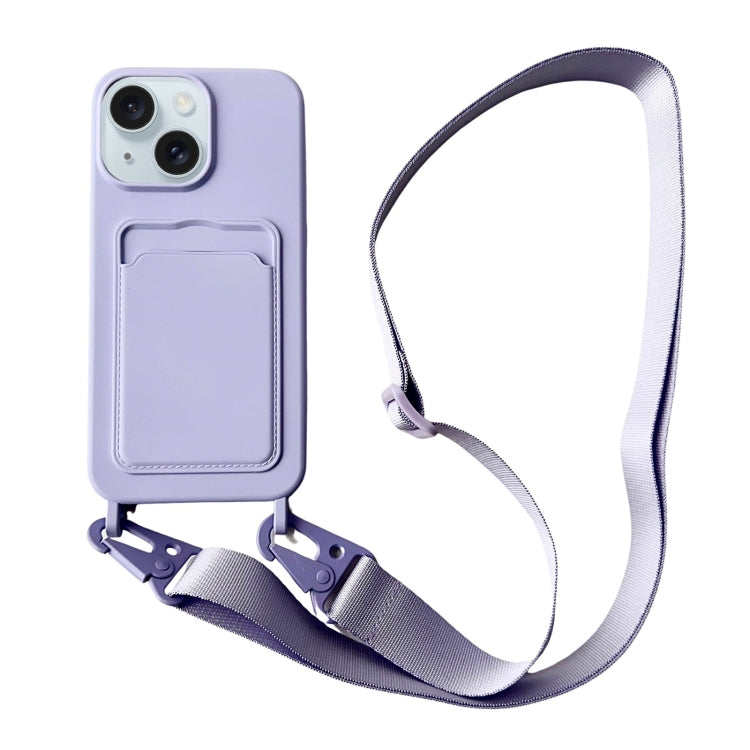 Card Slot Liquid Silicone Phone Case with Lanyard, Series 23