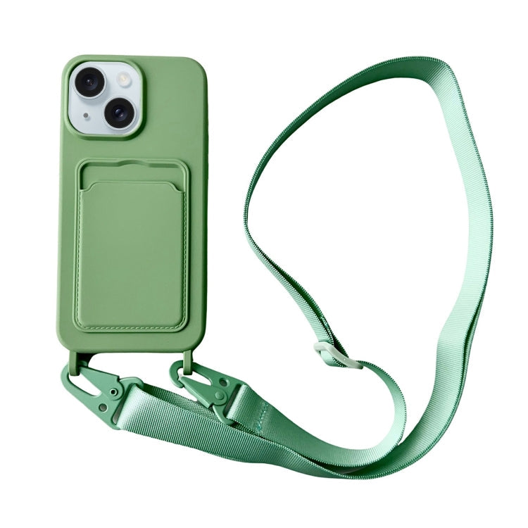 Card Slot Liquid Silicone Phone Case with Lanyard, Series 23