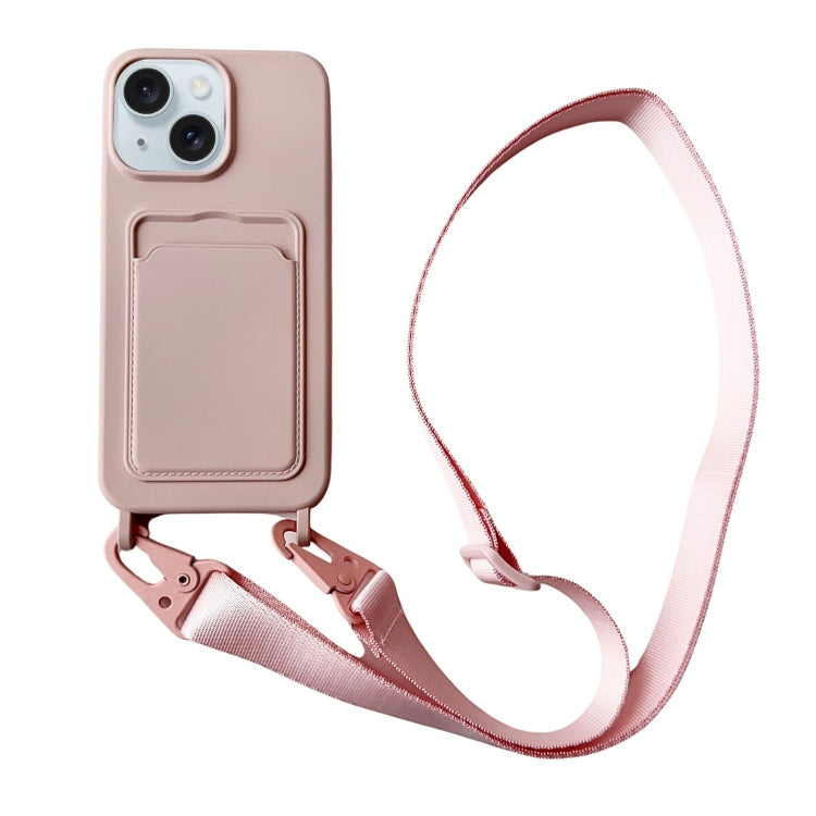 Card Slot Liquid Silicone Phone Case with Lanyard, Series 23