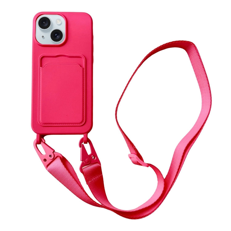 Card Slot Liquid Silicone Phone Case with Lanyard, Series 23